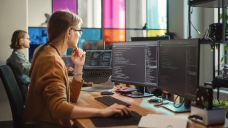 Software developer coding
